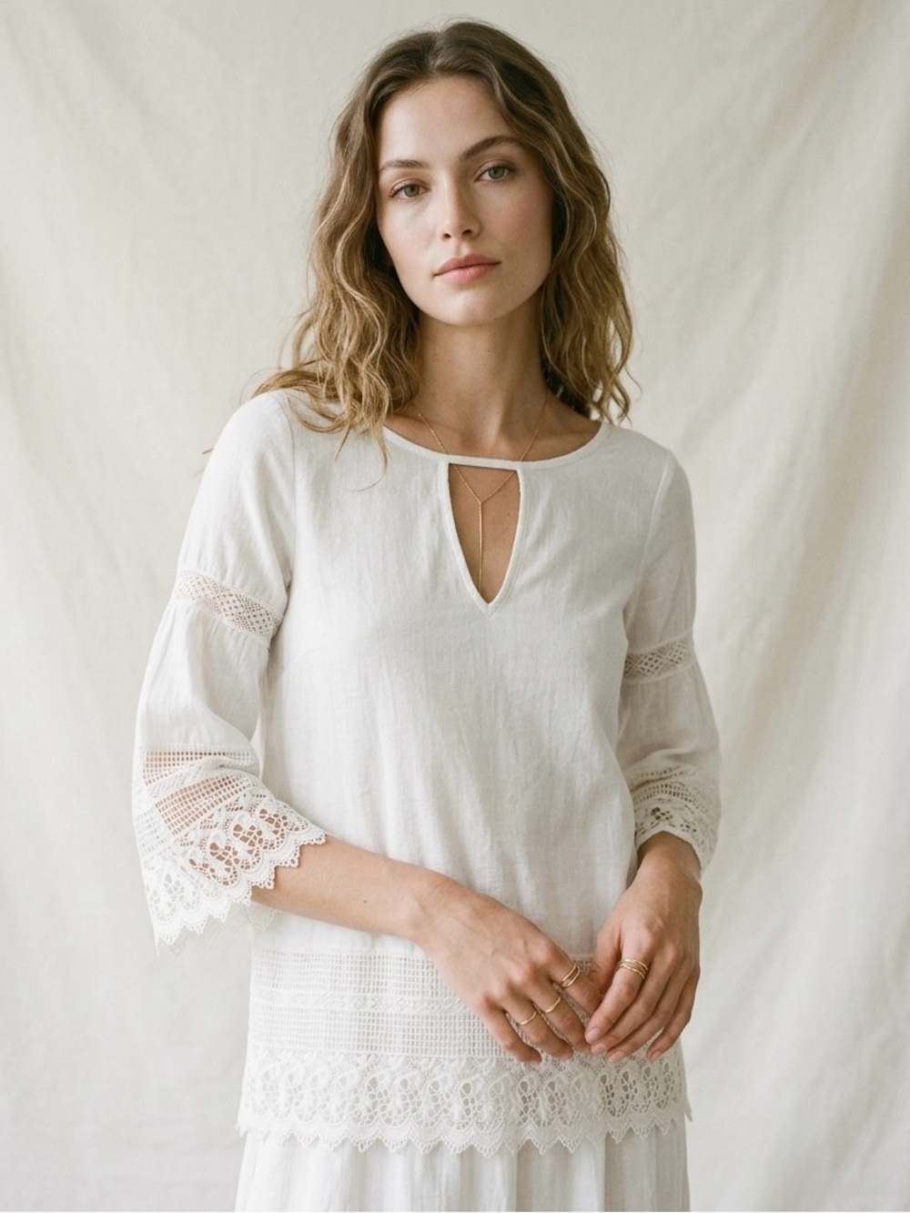 Ralph Lauren Denim & Supply White Boho Lace Top Size XS Vintage Y2K - Picture 7 of 7
